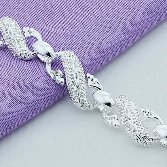 Stunning Full Big Dragon 8" Silver Bracelet - Picture 5 of 8